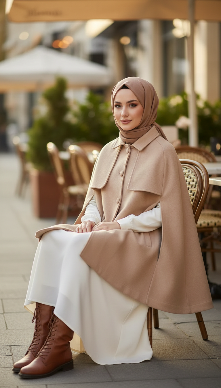 Short Wool Cape Mantle..Short Manteau