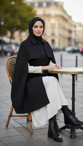 Short Wool Cape Mantle..Short Manteau