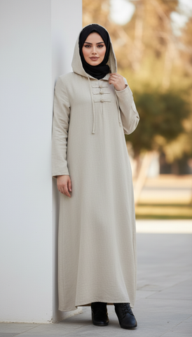 Linen Kaftan with Front Tie & Side Pockets